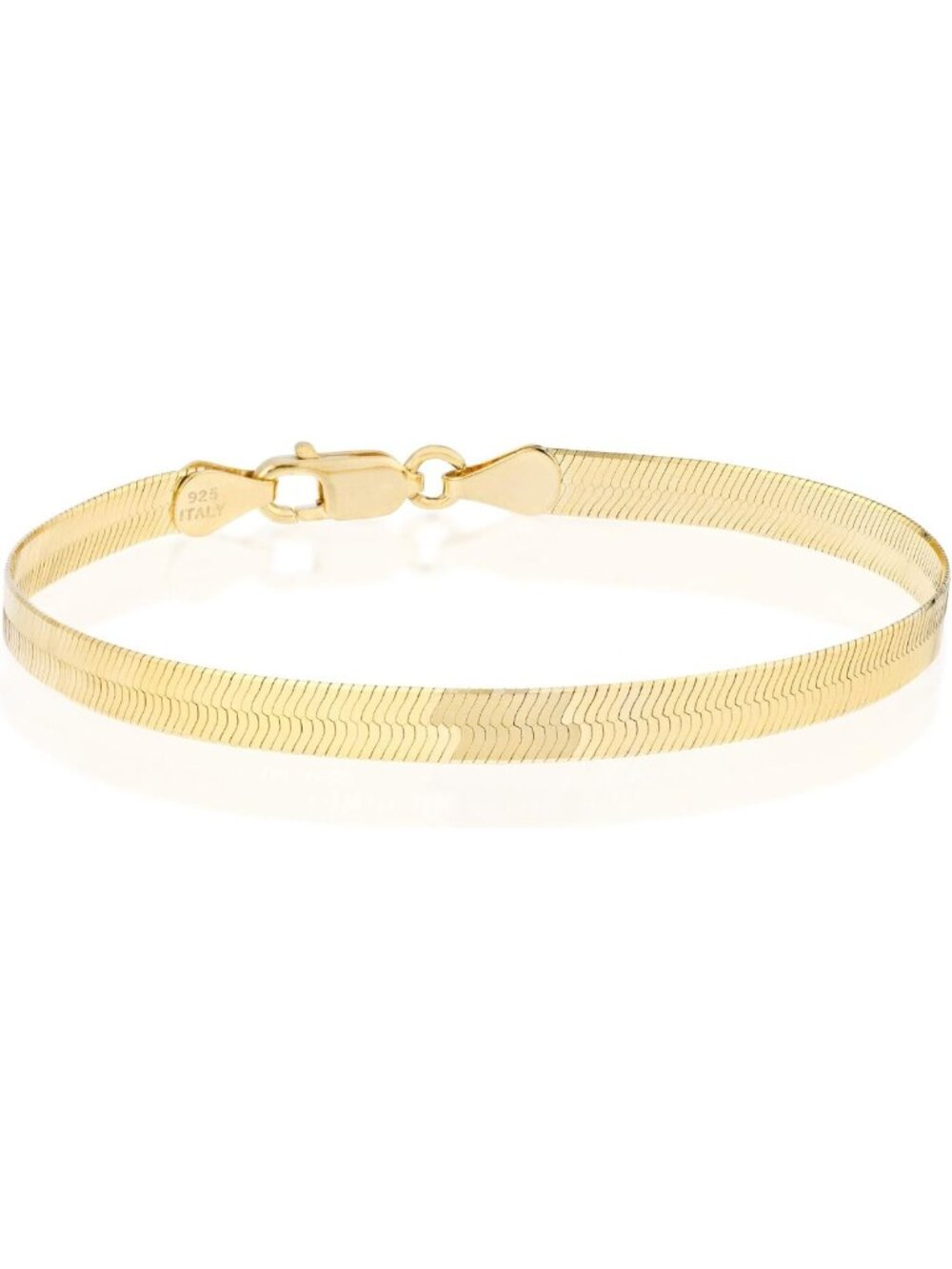 Elegant 18K Gold Plated Herringbone Bracelet in 925 Sterling Silver - Italian